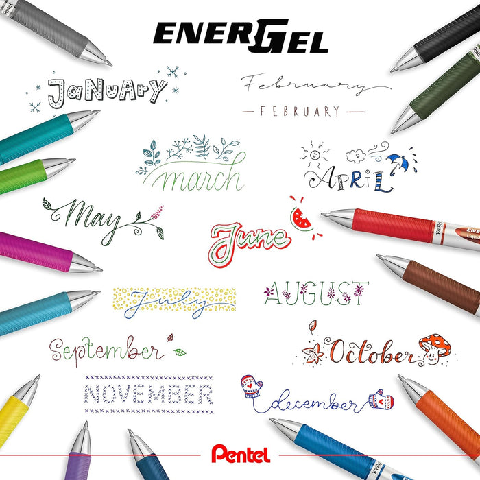Pentel Energel XM Retractable Gel Pen with 0.7 mm Tip, 0.35 mm Line Width - Blue, Pack of 12