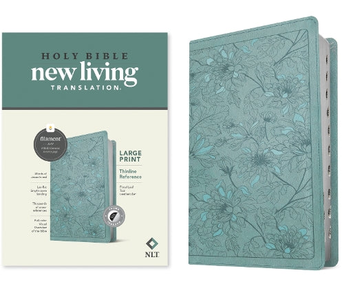 NLT Large Print Thinline Reference Bible, Filament Enabled Edition (Red Letter, Leatherlike, Floral/Teal, Indexed)
