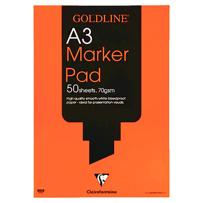 Clairefontaine - Ref GPB1A3Z - Goldline Bleed-Proof Marker Pad (Contains 50 Sheets) - A3 (420 x 297mm) in Size, 70gsm Smooth Paper, FSC-Certified, Glue Bound Top