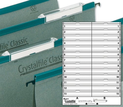 Rexel 78290 Crystalfile Classic Top Tab Inserts Paper, Pack of 50