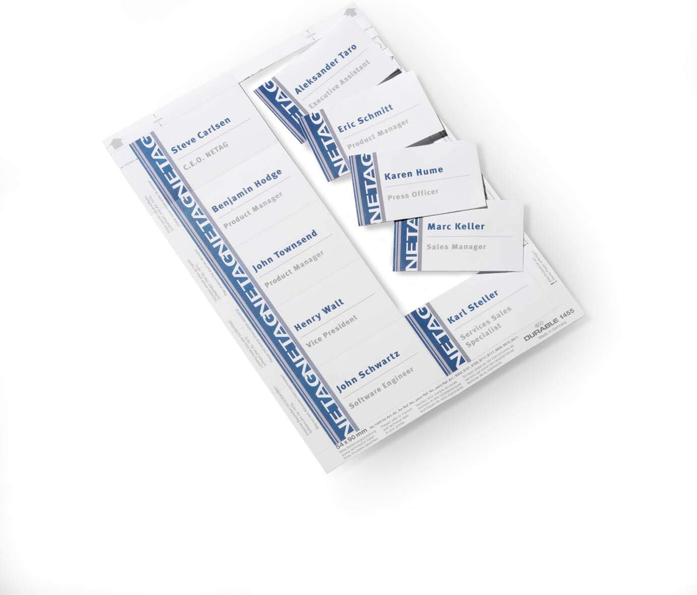 Durable Click-Fold convex name badge inserts, 3.56 x 2.125 Inches, White, 200 per Pack (1455-02