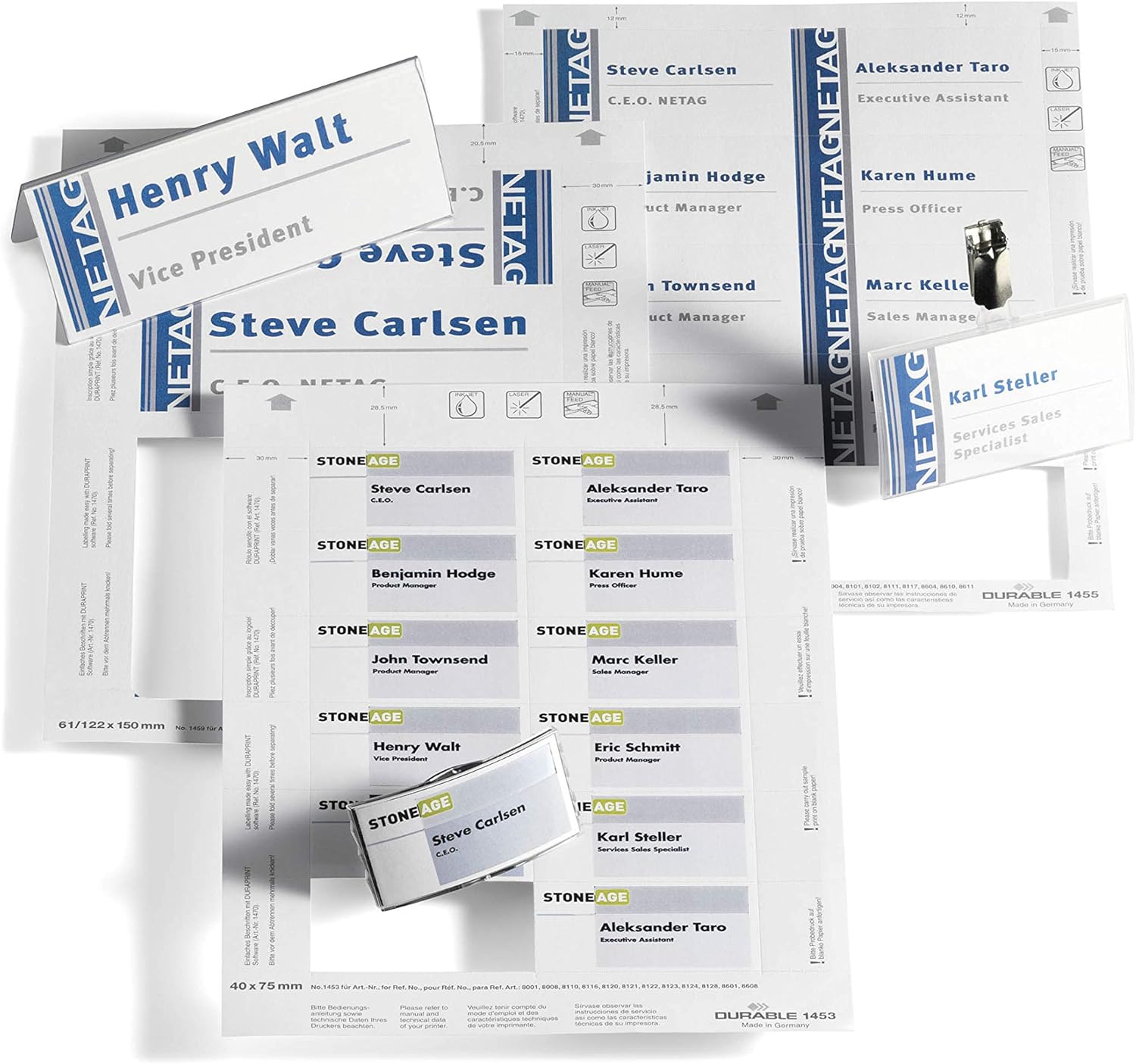 Durable Click-Fold convex name badge inserts, 3.56 x 2.125 Inches, White, 200 per Pack (1455-02