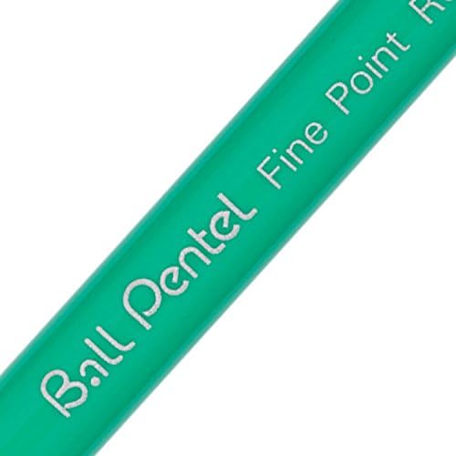 Pentel R50 Bolígrafo Verde Barril Base de Agua 0.8mm Punta 0.4mm Line Azul Ref R50-C