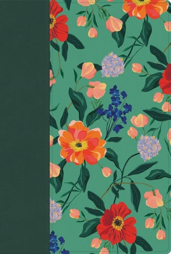 Rvr 1960 Biblia Letra Grande, Tamaño Manual, Edición Especial, Verde Floreado, Símil Piel