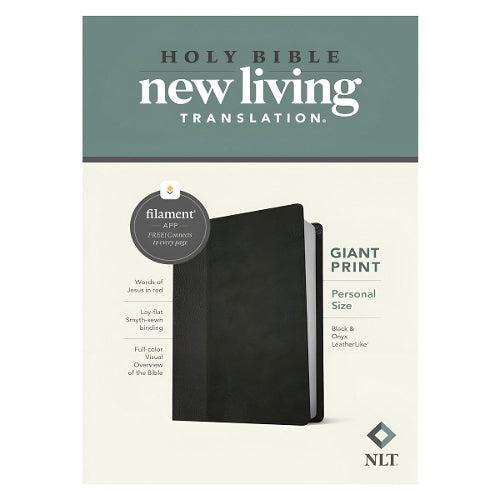 NLT Personal Size Giant Print Bible, Filament Enabled Edition (Red Letter, Leatherlike, Black/Onyx)