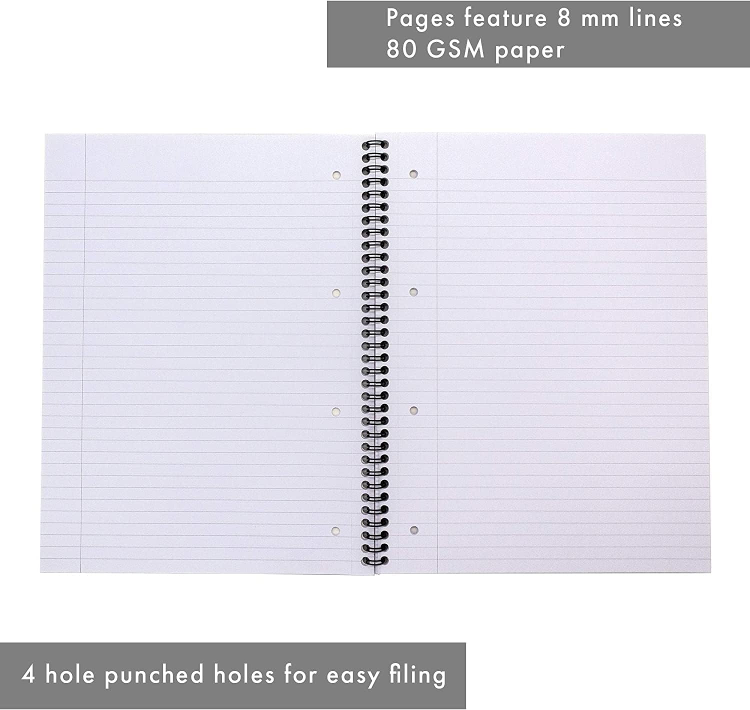 Pukka Pad, Easy-Riter A4 Notebook 3-Pack – Twin Wirebinding with 150 Pages of 80GSM Paper, Perforated Edges, and 4 Hole-Punch Compatibility – 29.3 x 27cm Pack of 3