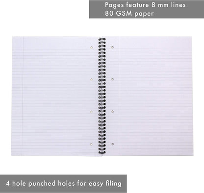 Pukka Pad, Easy-Riter A4 Notebook 3-Pack – Twin Wirebinding with 150 Pages of 80GSM Paper, Perforated Edges, and 4 Hole-Punch Compatibility – 29.3 x 27cm Pack of 3