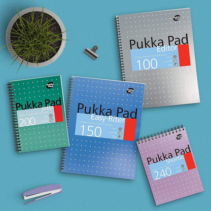Pukka Pad, Easy-Riter A4 Notebook 3-Pack – Twin Wirebinding with 150 Pages of 80GSM Paper, Perforated Edges, and 4 Hole-Punch Compatibility – 29.3 x 27cm Pack of 3