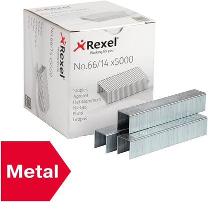 Rexel No.66/14 mm Heavy Duty Staples, For Stapling up to 100 Sheets, Use with the Rexel Giant and Goliath Staplers, Box of 5000, 6075