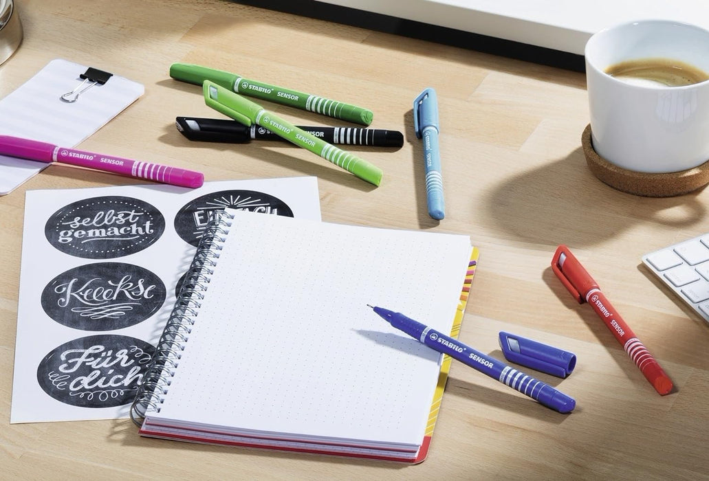 Fineliner with Cushioned F-Tip - STABILO SENSOR fine - Pack of 10