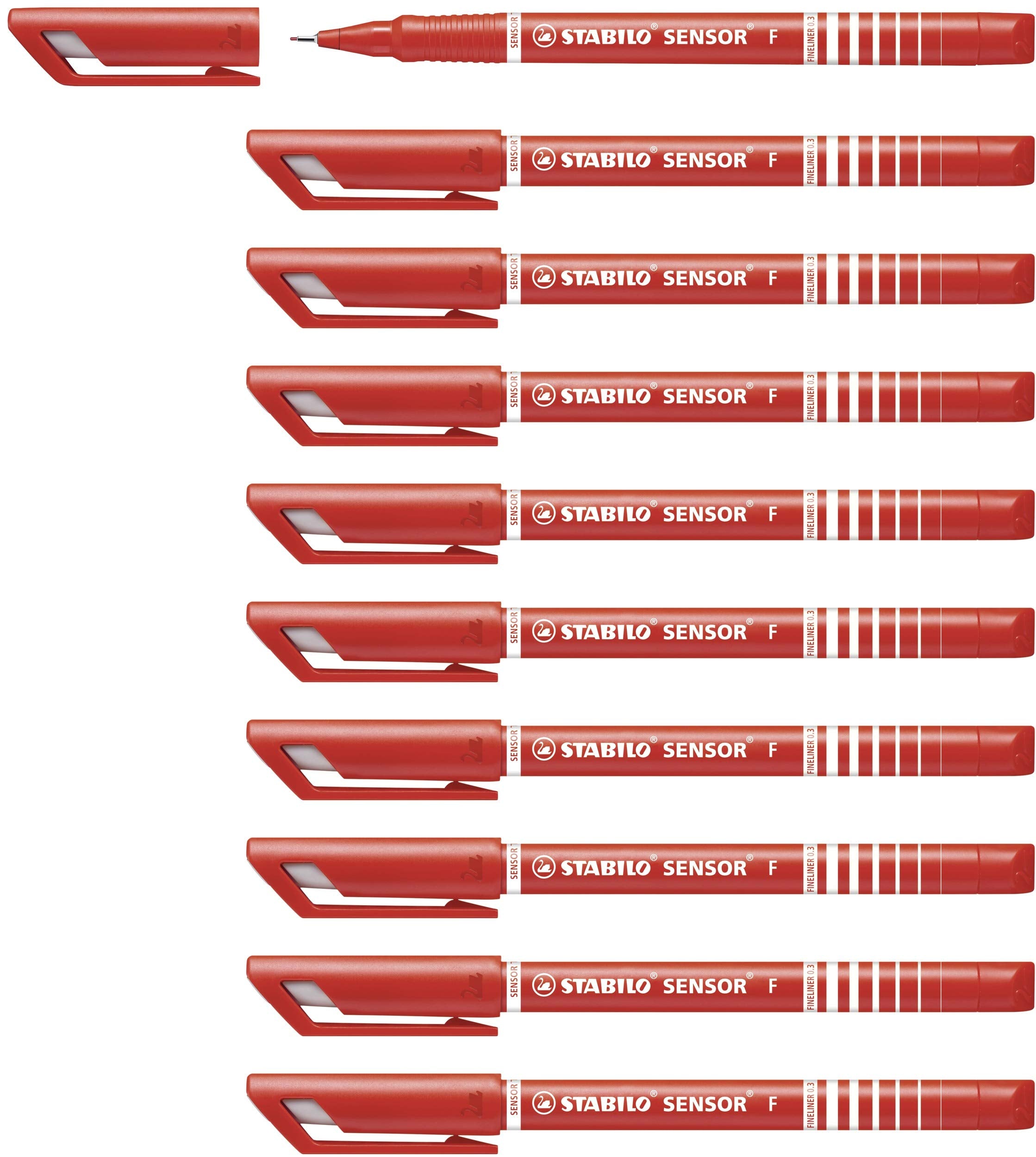 Fineliner with Cushioned F-Tip - STABILO SENSOR fine - Pack of 10
