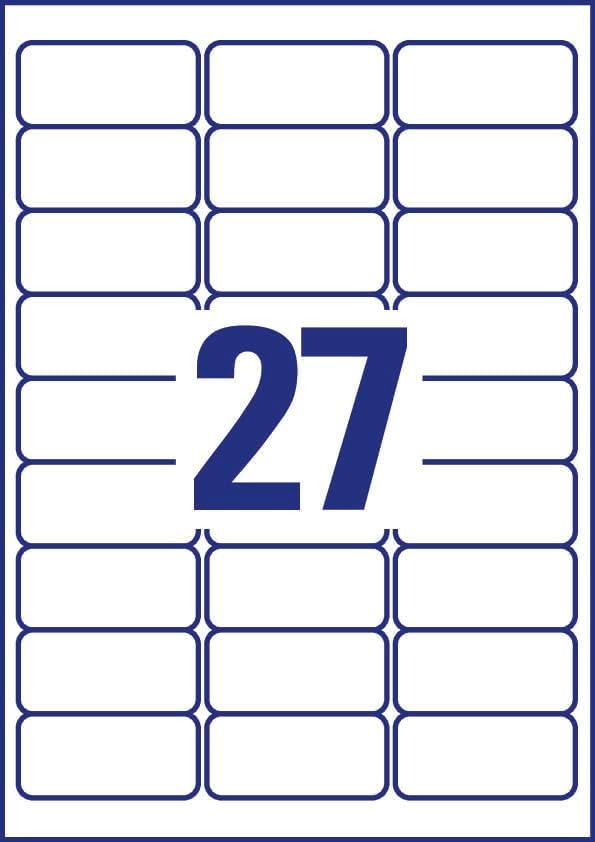 Avery L4737REV-25 Self-Adhesive Removable Labels, 27 Labels Per A4 Sheet, White