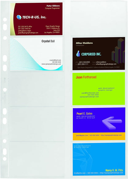 Durable Visifix Refill Set for A4 Business Card Album | Capacity for 200 Cards | Slots Measure 57 x 90 mm | Universal Punching (Pack of 2