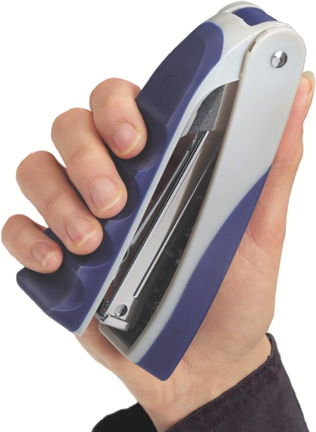 Rexel Centor Half Strip Stapler, 25 Sheet Capacity, Uses 24/6 and 26/6 Staples, Includes Staples, Metal Body, Blue/Back, 2100596
