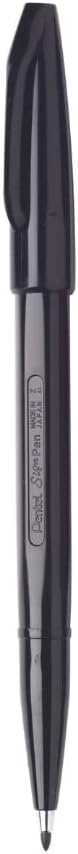 Pentel Lot de 12 S520 Sign Pen Stylo feutre à Pointe fibre fine Noir