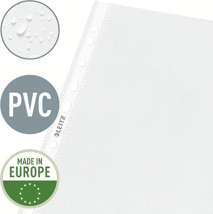 Leitz Premium Plastic Punched Pocket A4, Expanding, High Capacity 200 Sheets, 170 Micron PVC, Top Flap, Pack of 5, 47573003