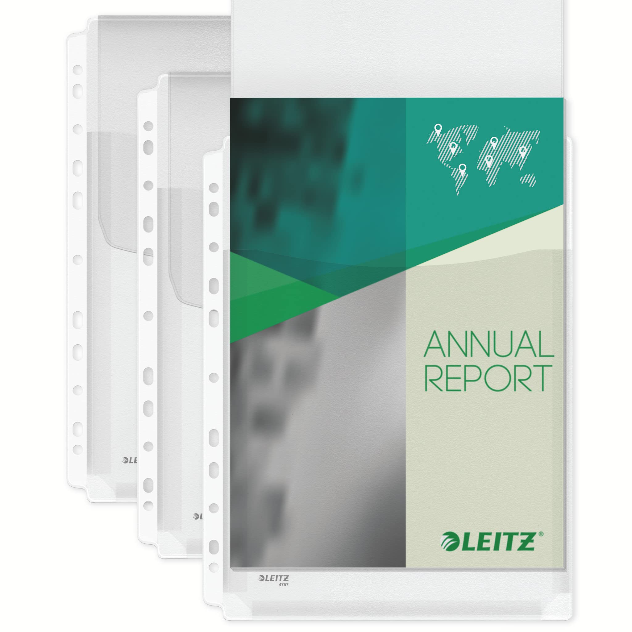 Leitz Premium Plastic Punched Pocket A4, Expanding, High Capacity 200 Sheets, 170 Micron PVC, Top Flap, Pack of 5, 47573003