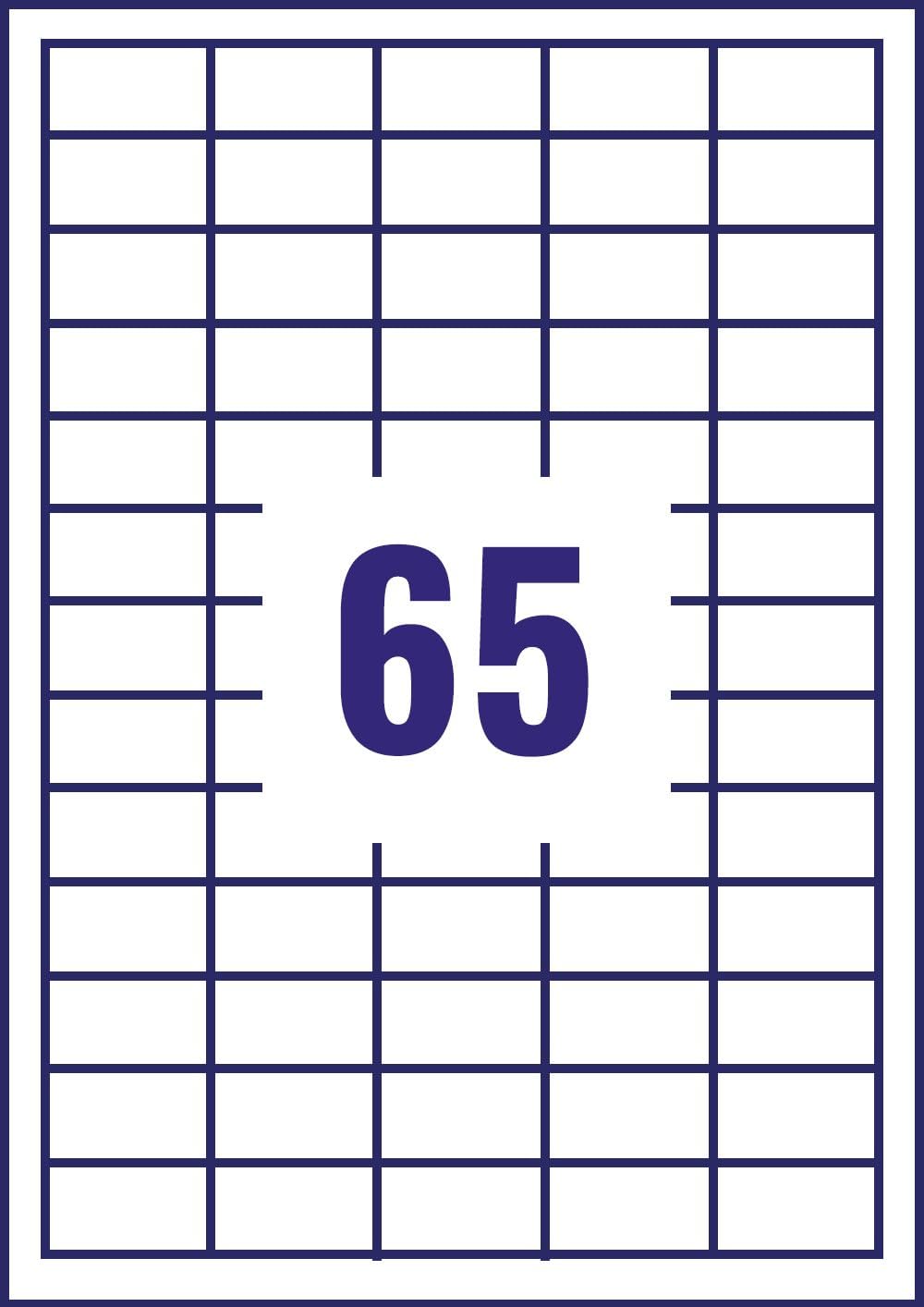 Avery 3666-40 self-adhesive Multipurpose/copier Labels, 65 labels per A4 Sheet, White, 40 Sheets