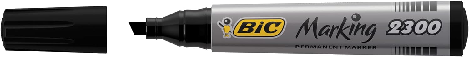BIC Marking 2300 ECOlutions, Multi-Surface Black Permanent Markers, Ideal for School, Low-Odour Ink, Pack of 12