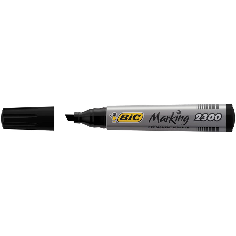 BIC Marking 2300 ECOlutions, Multi-Surface Black Permanent Markers, Ideal for School, Low-Odour Ink, Pack of 12