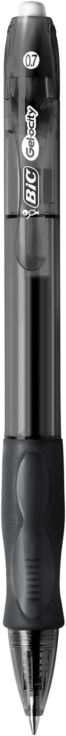 BIC Gel-ocity Original, Gel Ink Pens, With a Soft Grip, Seamless Smooth Writing, in Black, Medium: 0.7mm, Pack of 12
