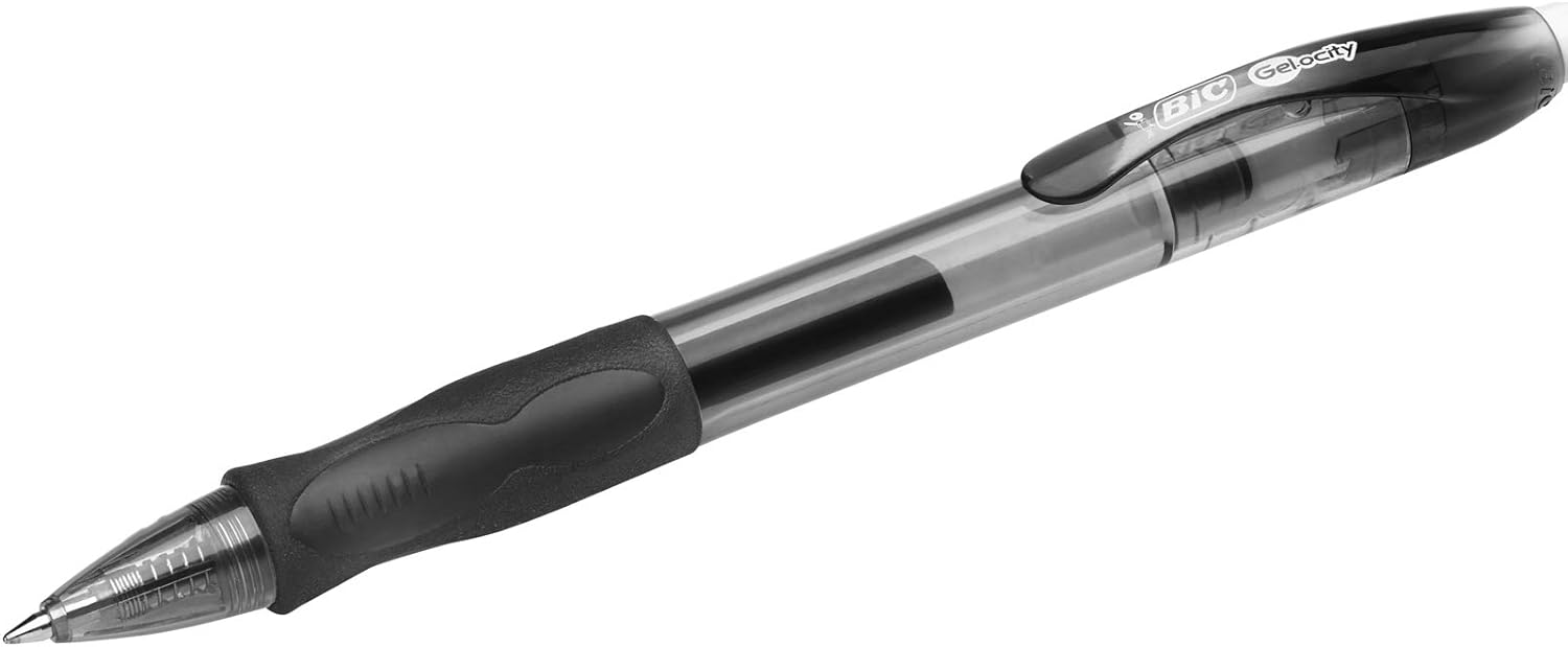 BIC Gel-ocity Original, Gel Ink Pens, With a Soft Grip, Seamless Smooth Writing, in Black, Medium: 0.7mm, Pack of 12