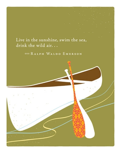 Positively Green Greeting Cards: Birthday - "Live in the sunshine, swim in the sea, drink the wild air..." - Ralph Waldo Emerson (Pack of 6)
