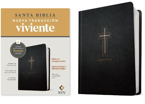 Biblia de Margen Amplio Ntv Con Filament (Tapa Dura de Sentipiel, Cruz, Letra Roja)