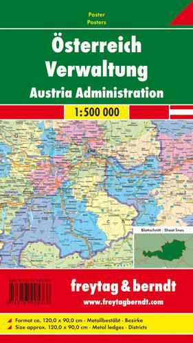 Austria by District, 1:500.000, metal-backed