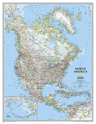 North America Classic Map [Enlarged and Laminated]