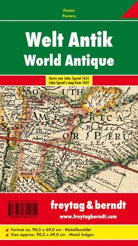 World antique, map from John Speed 1651, metal-backed