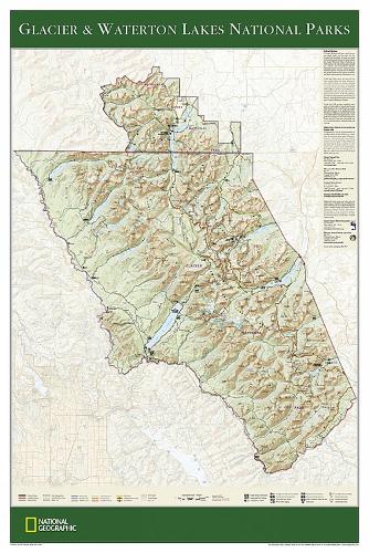 Glacier and Waterton Lakes National Parks Map [Tubed]