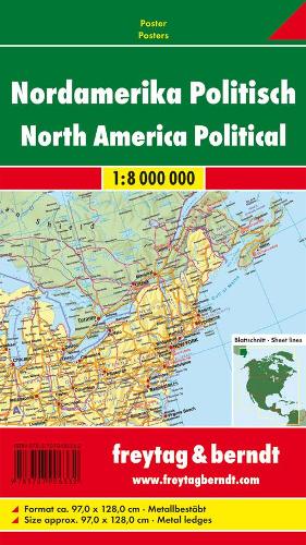 North America political, 1:8 million, metal-backed