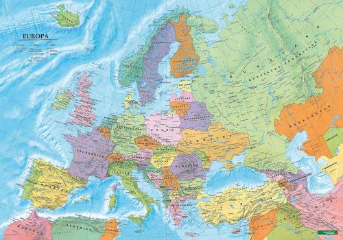 European political, 1:6m, metal-backed in a tube