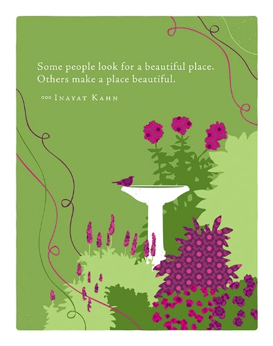 Positively Green Greeting Cards: Thank You - "Some people look for a beautiful place. Others make a beautiful place" - Inayat Kahn (Pack of 6)