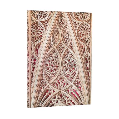 2027 Vault of the Milan Cathedral (Burgundy) (Duomo di Milano) Midi 12-Month Softcover Dayplanner (Elastic Band Closure) Horizontal