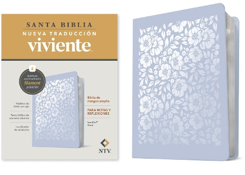 Biblia de Margen Amplio Ntv Con Filament (Sentipiel, Floral, Letra Roja)