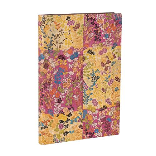 Kara-ori Pink (Japanese Kimono) Midi Lined Softcover Flexi Journal (Elastic Band Closure)