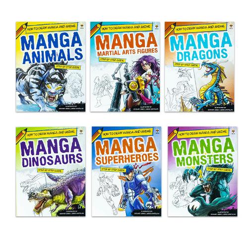 Step By Step Guide How To Draw Manga and Anime For Beginners 6 Books Set Collection