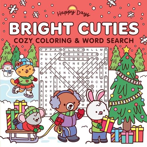 Bright Cuties: Christmas Cozy Coloring & Word Search Book