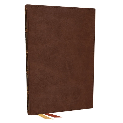 NKJV, Thinline Bible, Large Print, Brown Leathersoft, Red Letter, Comfort Print