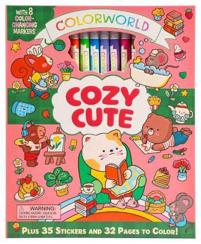 ColorWorld: Cozy Cute - Coloring Book with Color-Changing Markers and 30+ Color-In Stickers, Cute Coloring Book for Creative Kids Ages 6-8 (ColorWorld Coloring Kits)