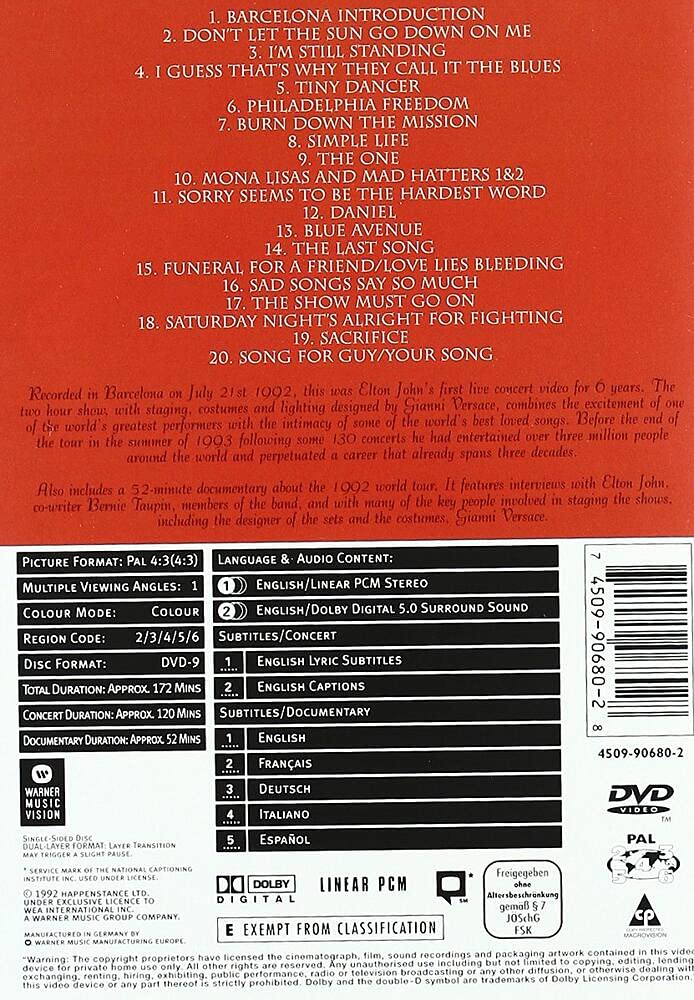 Elton John-Live In Barcelona -Dvd