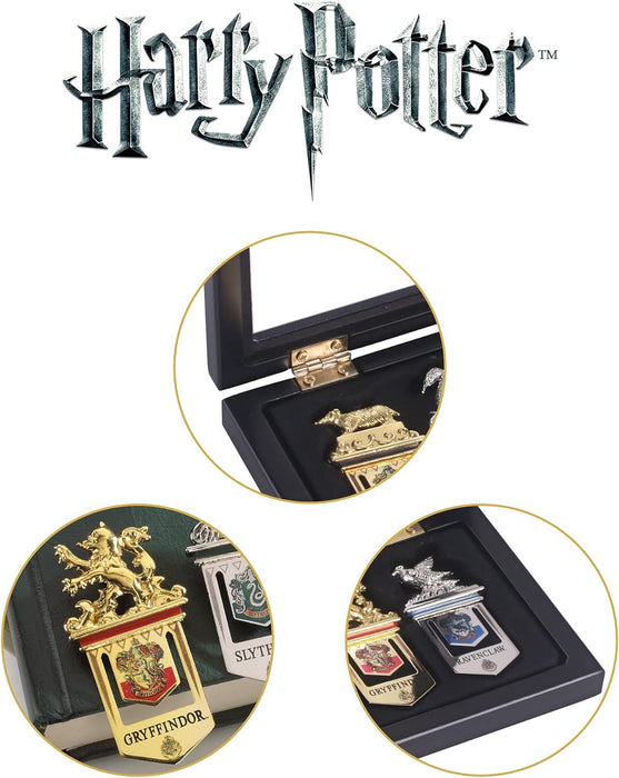 The Noble Collection Harry Potter Hogwarts Bookmarks - 6.3in (16cm) Display Set of 4 Metal Hogwarts House Bookmarks - Officially Licensed Film Set Movie Gifts Stationery