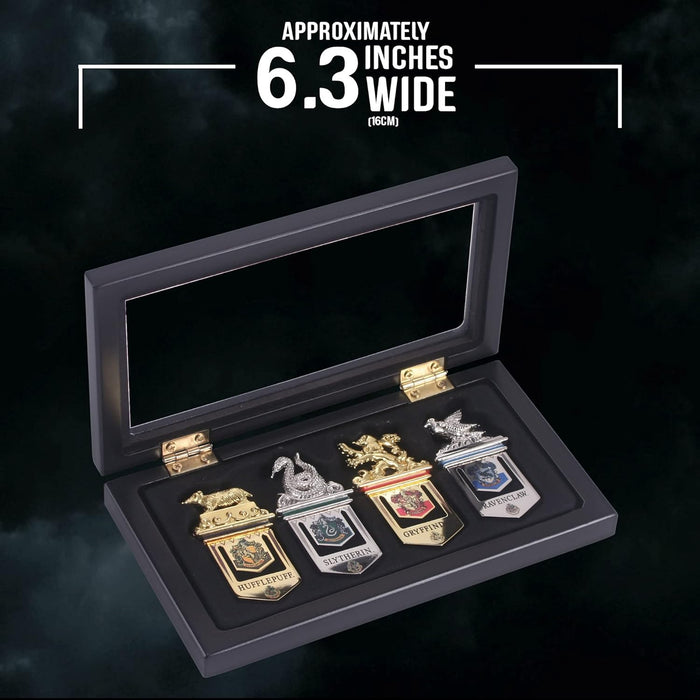 The Noble Collection Harry Potter Hogwarts Bookmarks - 6.3in (16cm) Display Set of 4 Metal Hogwarts House Bookmarks - Officially Licensed Film Set Movie Gifts Stationery