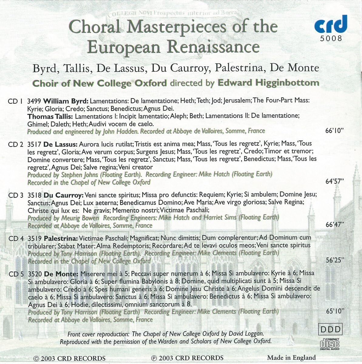 Choral Masterpieces of the European Renaissance