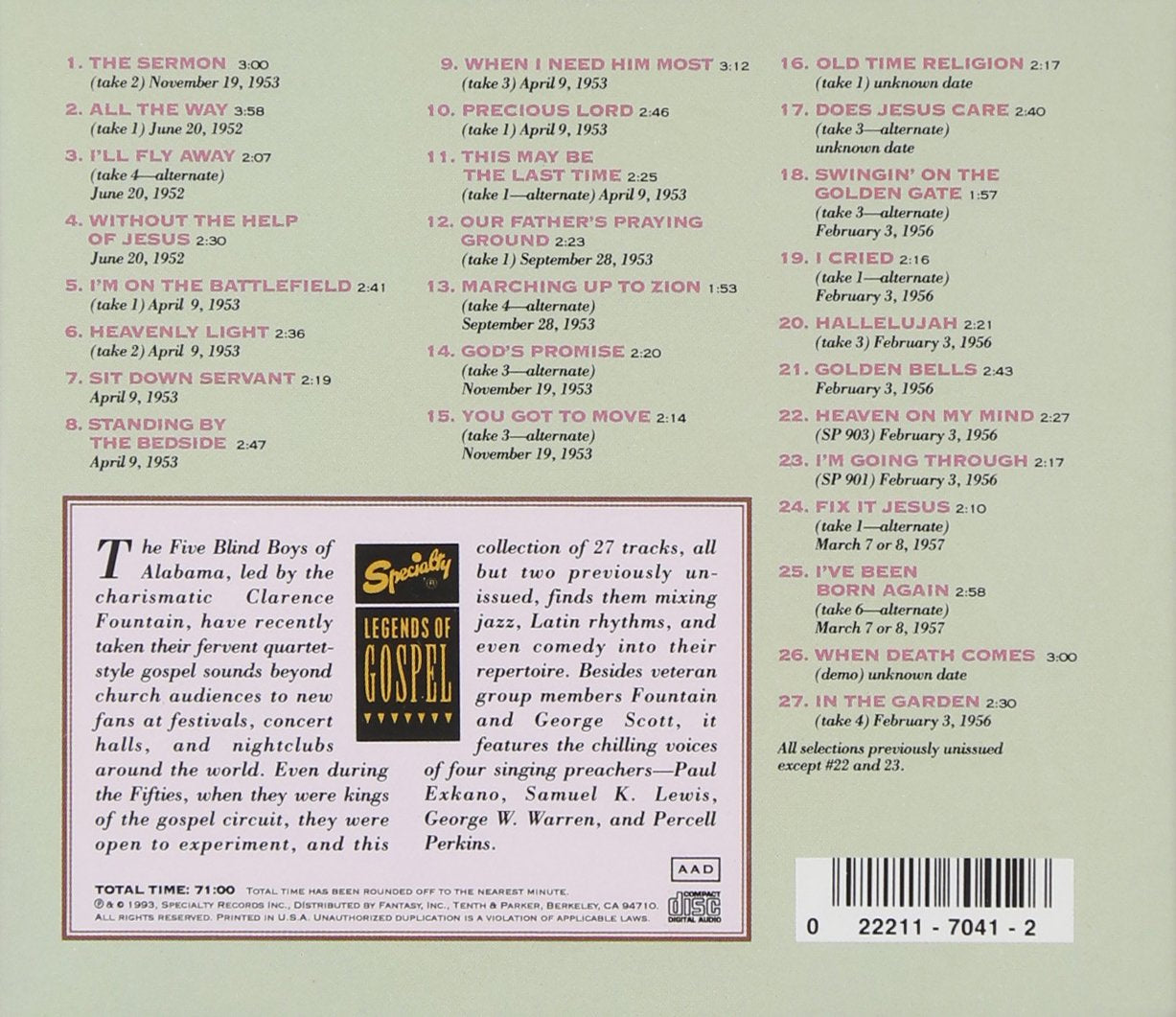 Original Five Blind Boys Of Alabama-Sermon