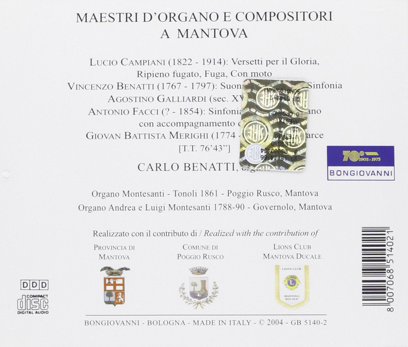 Maestri D'organo E Compositori a Mantova