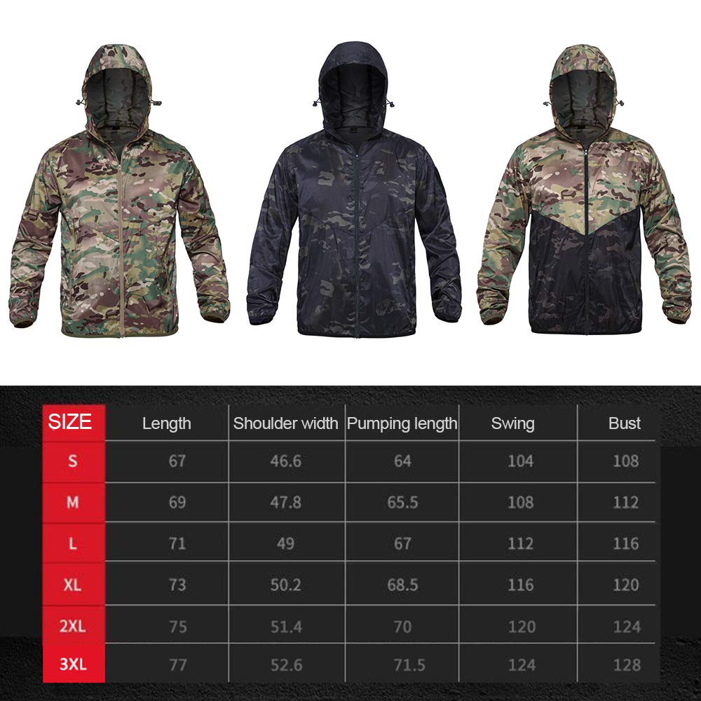 wudidianzi Abrigo de Camuflaje táctico con Capucha Suave Impermeable al Aire Libre para Hombre Chaqueta Cortavientos de esquí Chaqueta Deportiva para Senderismo