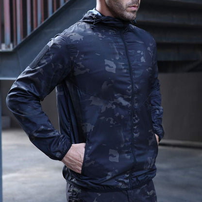 wudidianzi Abrigo de Camuflaje táctico con Capucha Suave Impermeable al Aire Libre para Hombre Chaqueta Cortavientos de esquí Chaqueta Deportiva para Senderismo